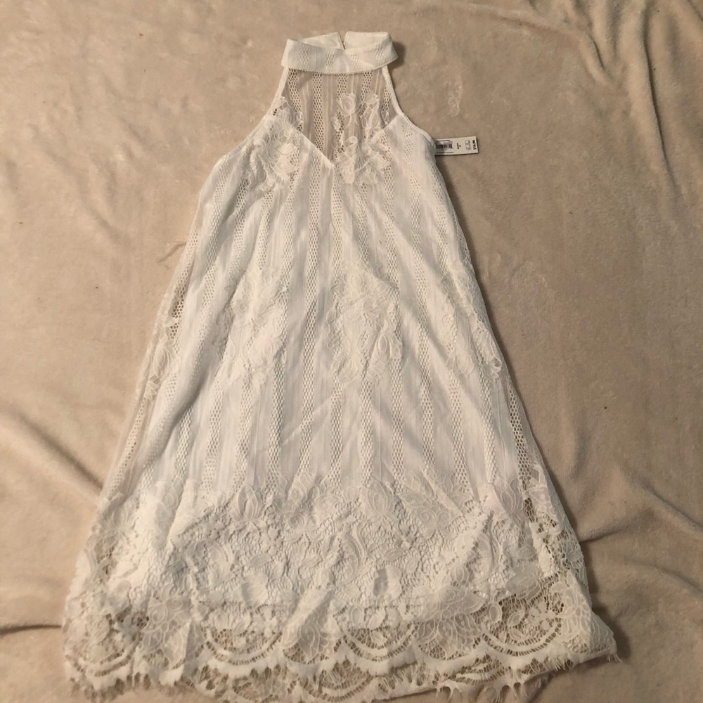 White Halter-Neck Dress